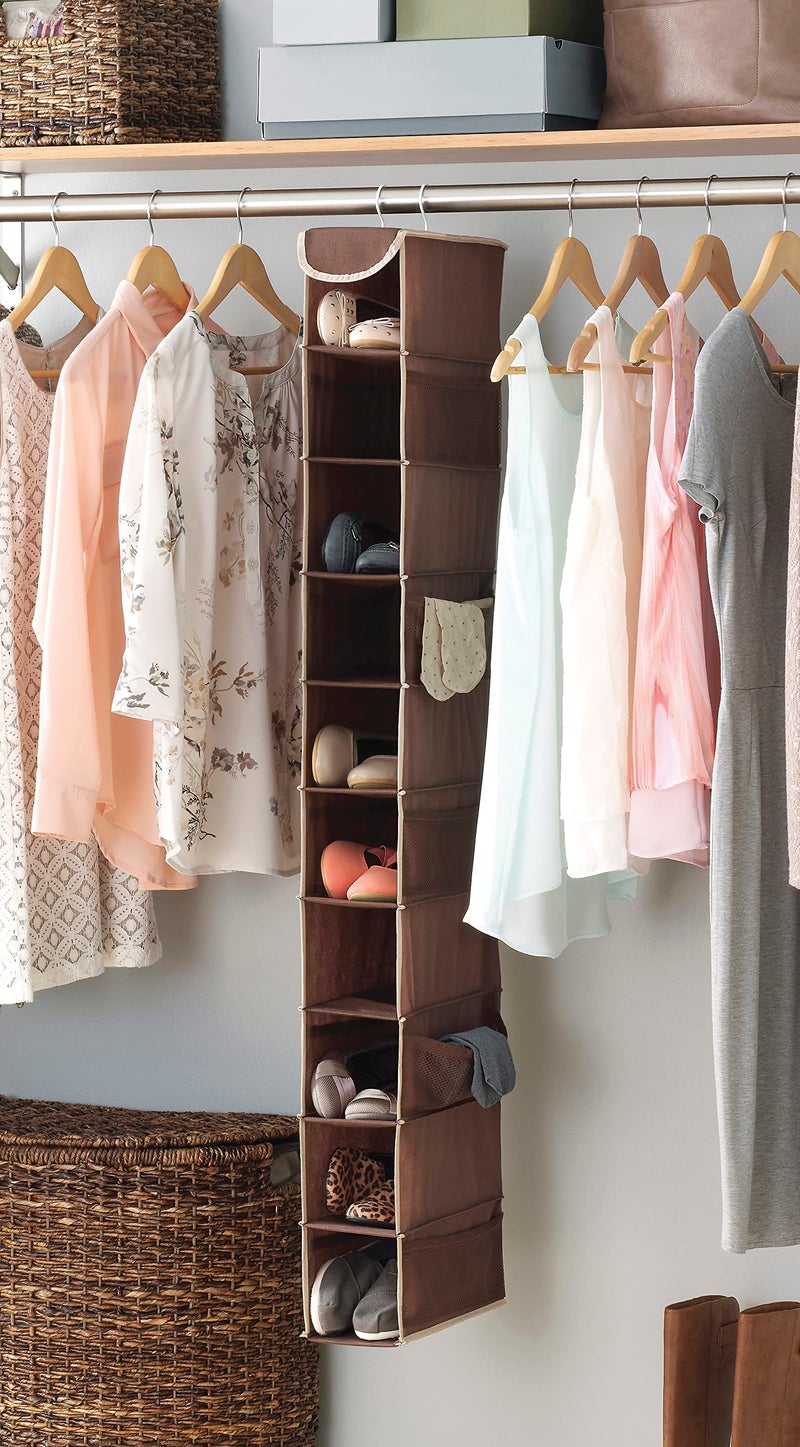 Whitmor Hanging Shoe Shelves - 10 Section - Closet Organizer - Java - Image 1